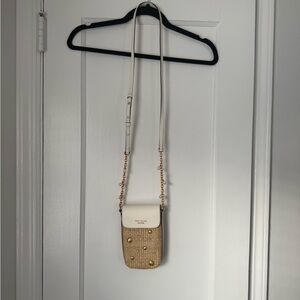Kate Spade Steffie embellished straw north south phone crossbody